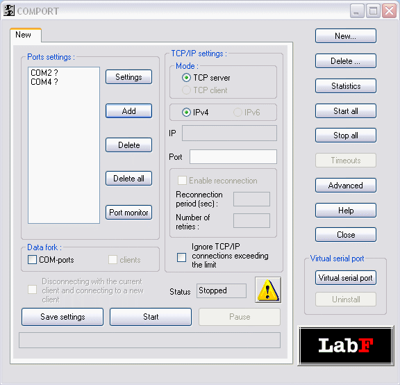 datAxe TCP IP serial data converter 2.2 screenshot